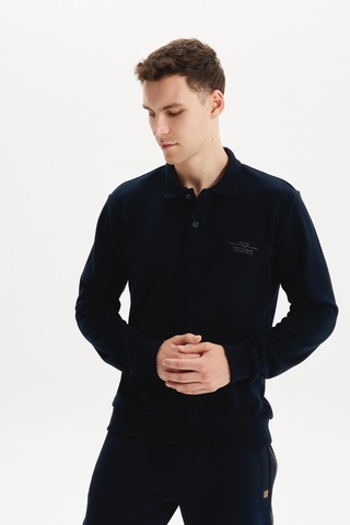 AR-MA Arma Erkek Regular Fit Selanik Kumaş Polo Yaka Sweatshirt Düğmeli, Pamuk Polyester Karışımlı %65 Pamuk %35 Polyester K30564699102 Lacivert