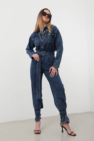 Kadın Oversize Jean Tulum Koyu Mavi 001