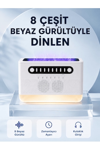 Shnstore Simüle Alev Efektli Kablosuz Hoparlör Zamanlayıcılı Gece Lambası Shntknd0720