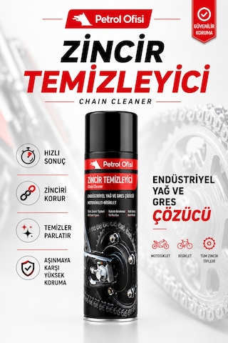 Petrol Ofisi Zincir Temizleyici Sprey 500 Ml Motosiklet Ve Bisiklet O-ring X-ring Z-ring Uyumlu