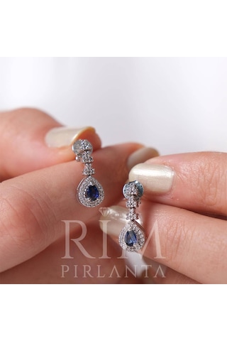0.60 Karat Laboratuvar Pırlanta Safir Küpe - Hrd Sertifikalı