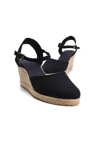 Star Tombis Gerçek Elişi Siyah Kadın Dolgu Topuk Espadril Handmade Siyah