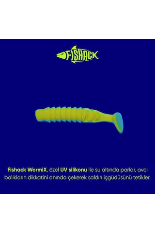 Silikon Kurt Yem - 1,5g 45mm - Fishack - 10 Adet - Uv Silikon - Limon - Karides Kokulu