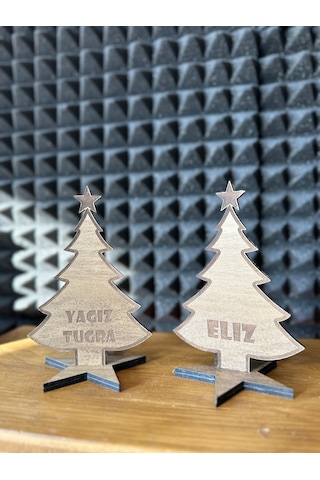 Ahşap Yılbaşı Ağacı Dekor Masaüstü Hediyelik- İsimli Yılbaşı Hediyesi