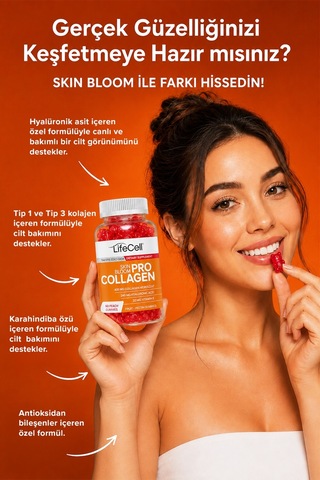 Life Cell Pro Collagen Skin Bloom Takviye Edici Gıda 60 Çignenebilir Jel