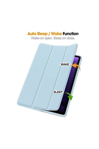 Monyee Samsung Tab S9 Fe İçin Kalem Slotlu Korumalı Kılıf - Dayanıklı Malzeme İle Ekran Ve Cihaz Koruma - Beyaz Buz Mavisi