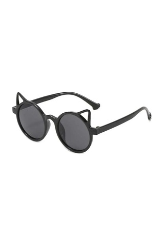 Dabify Siyah Kemik Çerçeve Kedi Tasarım Vintage Retro Unisex Çocuk Güneş Gözlüğü
