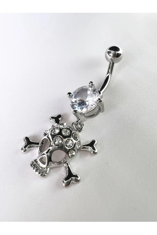 İ&beauty Göbek Köprüsü Kafatası Piercingi 434108160 Gümüş