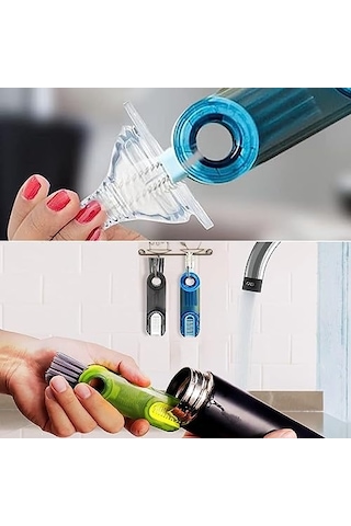 Buffer 3 Fonksiyonlu Pratik Şişe Temizleme Fırçası Mutfak Banyo Araç Klavye Pencere Oluklar İçin Çok Amaçlı Fırça