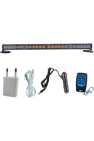 4'lü Tepe Çakar Lamba Mıknatıslı Vantuzlu 21 Fonksiyonlu 24 Ledli Kırmızı Mavi-beyaz Beyaz 60cm Usb-fiş Şarjlı Kumandalı Adet / Lapa118-1