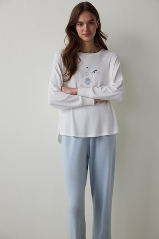 Penti Kırık Beyaz Tea Time Bisiklet Yaka Termal Etkili Sweatshirt Pijama Üstü