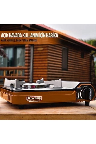 Orcamp CK-505 Tekli Portatif Kamp Ocak Gaz Stop Emniyetli Bakır Çok Renkli