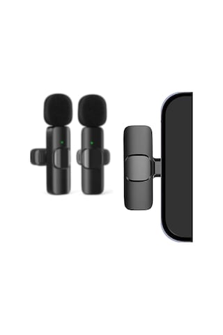 2'li Paket - Mobil İçin Yaka Mikrofonu - Kablosuz - Usb-c Siyah