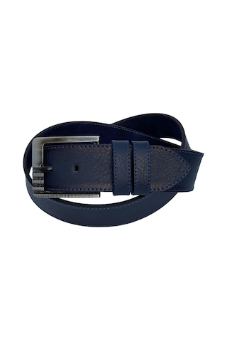 Süzer Deri Spor Suni Deri Mavi Dikişli Erkek Kemer - Lacivert 4.5 CM Lacivert