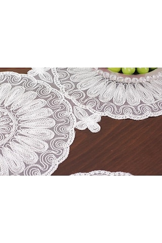 12 Kişilik Amerikan Servis Supla Ve Runner Seti Kırık Beyaz Renk Beyaz