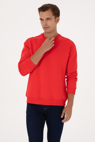 U.S. Polo Assn. Erkek Comfort Fit Bisiklet Yaka Şardonlu Kırmızı Basic Sweatshirt 50313757-VR030