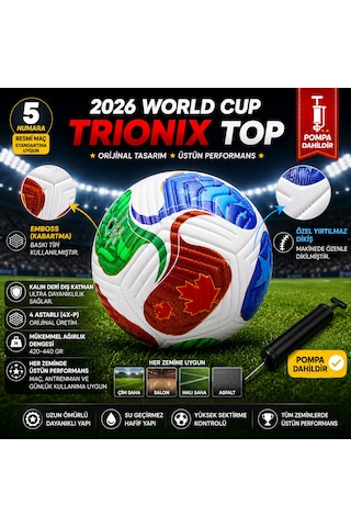 Futbol Topu 2026 World Cup Trionix 5 Numara Pompalı Set Çok Renkli