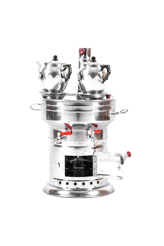 12 Litre Semaver 2 Adet Alüminyum Demlik Çift Çeşme İçt