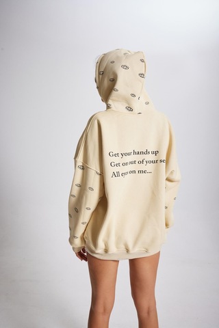 Holly Lolly Oversize Kapüşonlu Unisex Eye Sweat Bej