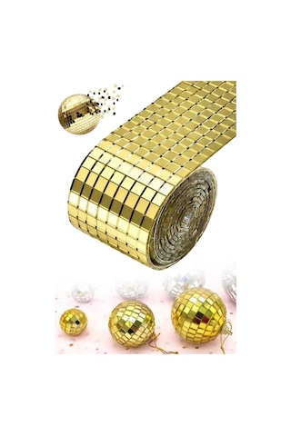 Buffer 1 Metre Uzunluğunda Gold Renk Aynalı Mozaik Taşlı Dekor Bandı 4 Cm X 1 Mt 11