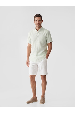 Lcwaıkıkı Classic Yeşil Regular Fit Keten Karışımlı Erkek Gömlek