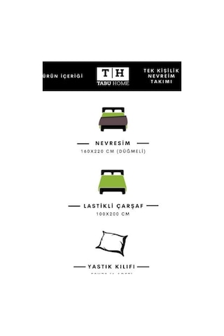 Tabu Home Parure Çarşafı Lastikli Tek Kişilik Nevresim Takımı