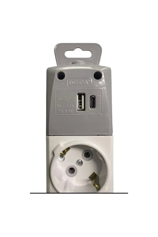 3 Lü Topraklı Klemensli Usb Grup Priz Usb A + Usb C Chargıng 5v 2 ,1 A 10,5 W