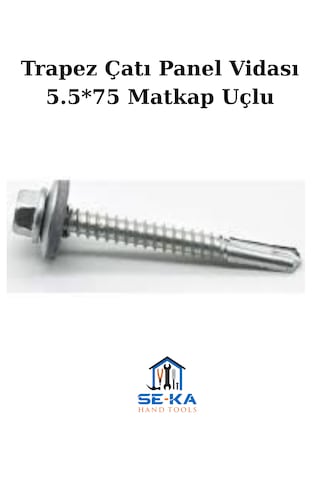 Trapez Çatı Panel Vidası 5.5 75 Matkap Uçlu 300 Adet 5.5 x 75 MM
