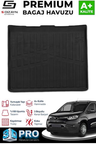 S-dizayn Toyota Proace City Seperatörsüz 3d Pro Bagaj Havuzu 2019 Üzeri A+ Kalite