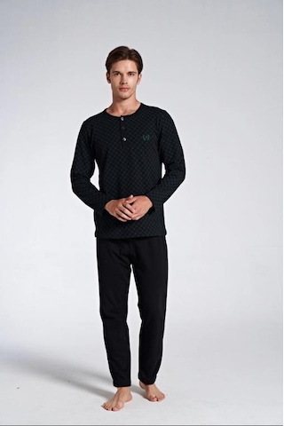 Pijadore 1750 Erkek Düğmeli Uzun Kollu Pijama Takım Siyah