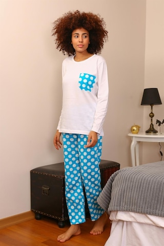 Akbeniz Kadın Uzun Kol Penye Pijama Takım 4197 - S Beyaz