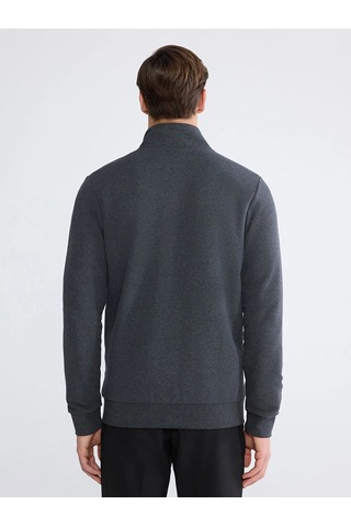Lc Waikiki Antrasit Standart Kalıp Dik Yaka Erkek Fermuarlı Sweatshirt