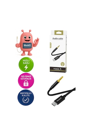 Mobilx Type-c To 3.5mm Aux Ses Kablosu 1m, Stereo Destekli, Dayanıklı Örgülü Kablo