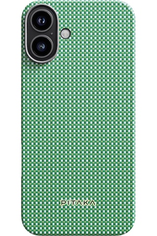 Apple Uyumlu iPhone 16 Kılıf Magsafe Özellikli Aramid Fiber Pitaka Ultra-slim Classic Serisi Forest Green Yeşil