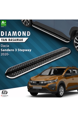 S-dizayn Dacia Sandero 3 Stepway Diamond Krom Yan Basamak 183 Cm 2020 Üzeri