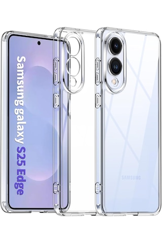 Samsung Galaxy Uyumlu S25 Edge Kılıf Kamera Koruma Şeffaf Silikon Kılıf