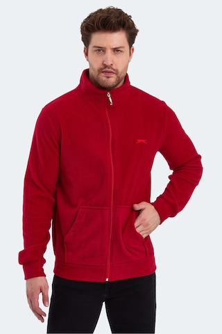 Slazenger Sansa 2 Li Set Erkek Fermuarlı Dik Yaka Cepli Kırmızı - Haki Polar