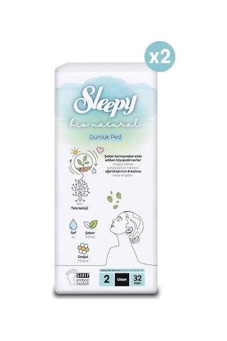 Sleepy Bio Natural Premium Plus Günlük Ped Uzun 64 Adet