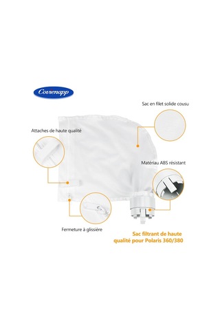 Polaris 360 Ve 380 Havuz Temizleyicileri İçin Fermuarlı Ve Ayarlanabilir Tasarımlı, Beyaz Yc'de 2'li Havuz Temizleme Filtre Torbası Seti