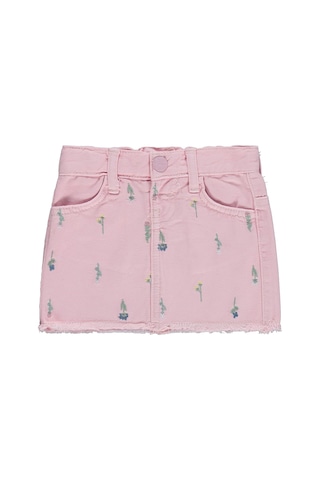Civil Baby Çiçek Baskılı Denim 6-18 Ay Etek - Pembe Soft Pembe