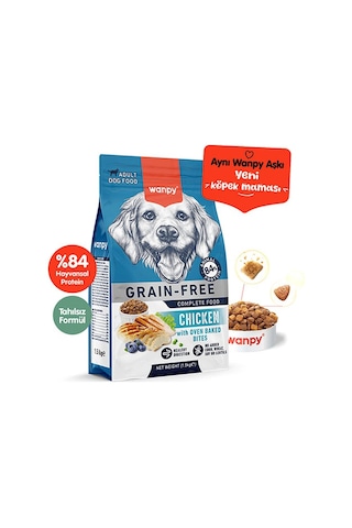 Wanpy With Oven Baked Bites Tavuklu Tahılsız Yetişkin Köpek Maması 1500 G