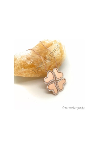 Gümüş 4 Yapraklı Yonca İsimli Kolye Rose Gold