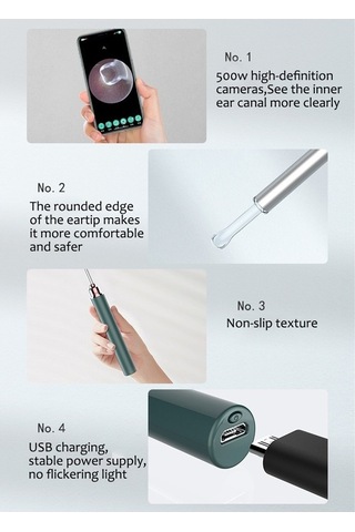 Flybuy Kablosuz Kulak Endoskop - Doktor Kontrolü İçin, Wifi Hd, Usb Şarjlı