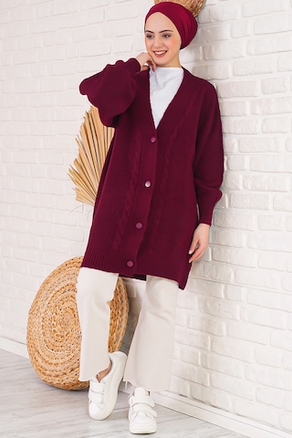 Bigdart 15768 Tesettür Triko Hırka - Bordo 001