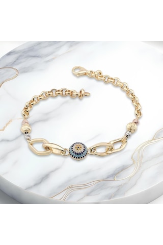 Takıhan Nazar Boncuklu 925 Ayar Gümüş Hallow Bileklik