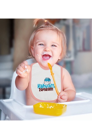 Bk Kids Kahvaltı Zamanı Tasarımlı Pembe Bebek Mama Önlüğü Pembe