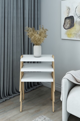 Azra - 3 Lü Zigon Sehpa Takımı Atlantik Çam -modern Ve Fonksiyonel / Orta Sehpa / Dekoratif Beyaz