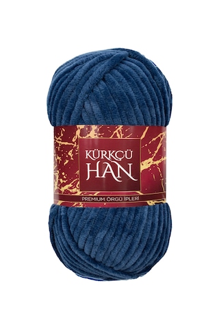 Kürkçü Han Kadife 100gr 95mt Örgü İpi Koyu Denim Mavisi