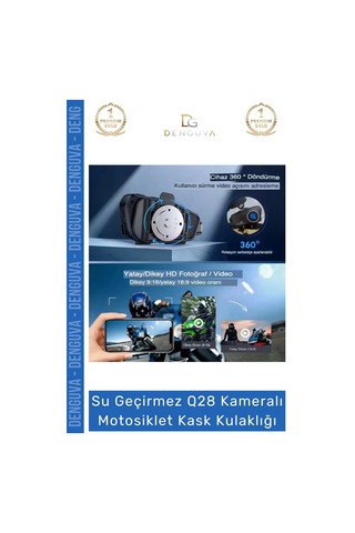 Kaskkulaklığı Q28 Bluetooth 53 Hd 1080p Ipx6 Su Geçirmez Interkom Kameralı Motosiklet Kask Kulaklığ