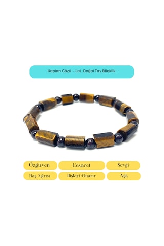Sertifikalı Kaplan Gözü Ve Granat Lal Doğal Taş Bileklik Çok Renkli